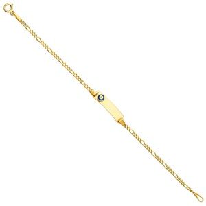14K Baby ID Bracelet w/Evil Eye - 6"